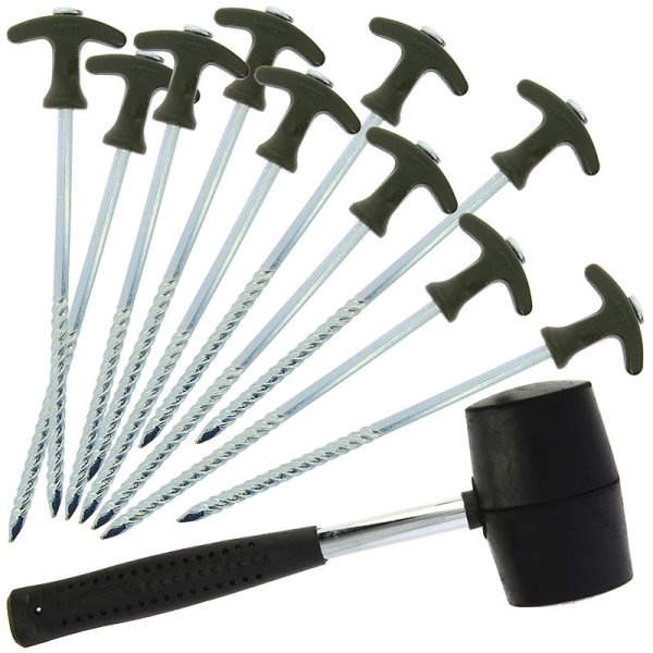 NGT Bivvy Peg Set 10 x 20cm and Mallet