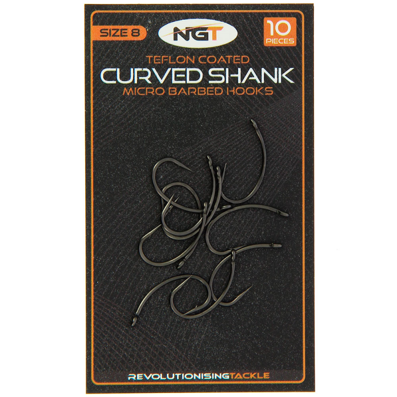 NGT Teflon Coated Curved Shank Hooks